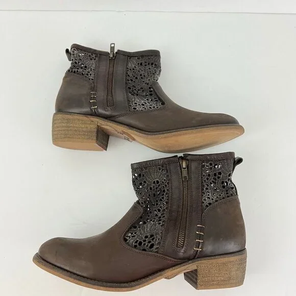 Musse & Cloud Ainhoa Brown Leather Lace Boots Size 41 10 - Picture 3 of 10